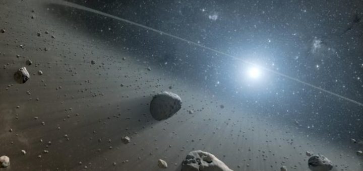 Asteroidų žiedo, kuris yra aplink Vegos žvaigždę dailininko įsivaizdavimas (NASA)